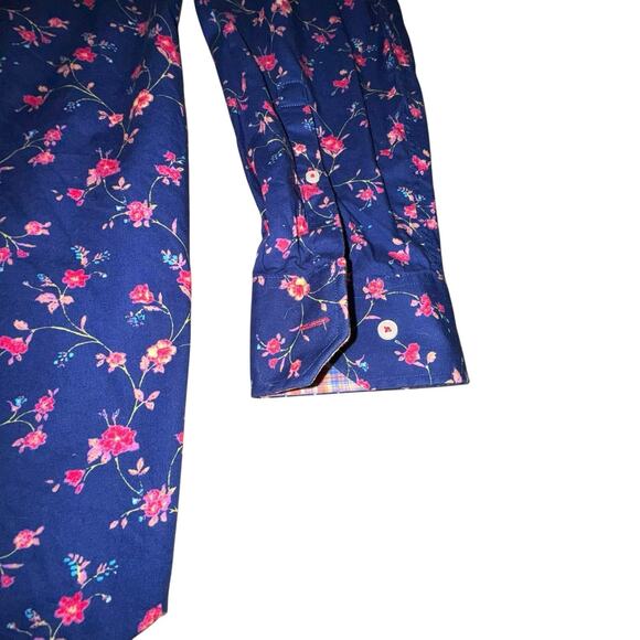 Alan Flusser Shirt Men’s XXL Blue Pink Button Up Floral Long Sleeve EUC - Picture 3 of 10
